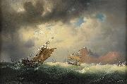 marcus larson Skepp pa stormigt hav France oil painting artist